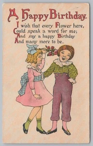 Greetings Happy Birthday Cute Children Postcard TS-21A - Picture 1 of 2