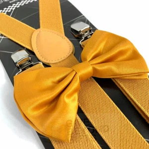 Suspender and Bow Tie Adults 42 Colors Combo Wedding Formal Wear Accessories - Picture 1 of 213