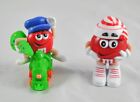Vintage Lot Of 2 M & M Candy Plastic Christmas Train Tree Red White Hat    G6Y43