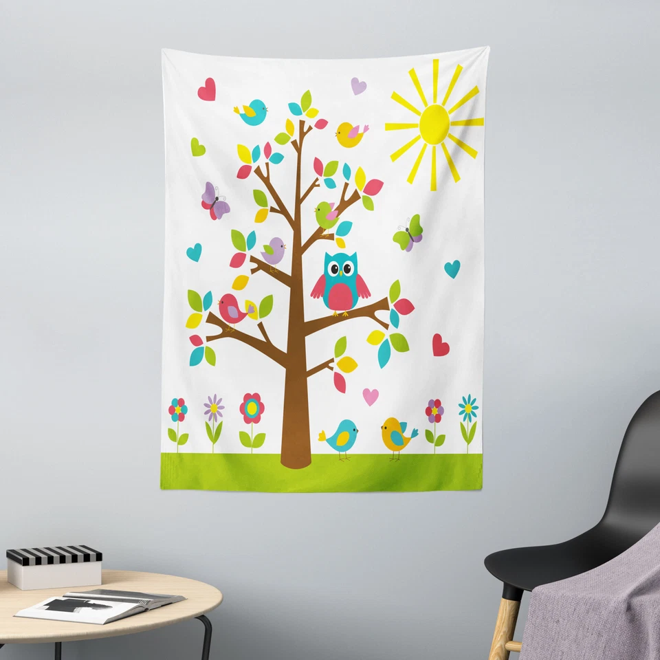 Kindergarten Mikrofaser Wandteppich Bunte Baum-Eule - Bild 1 von 1
