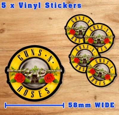 Guns n Roses style sticker PACK 5 laptop Bumper Decal Band Rock vinyl metal