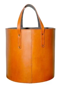Shwaan Cylindrical Round Leather Handle Trash Can  firewood basket ,Multipurpose - Bild 1 von 13