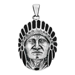 Native American Style Onyx .925 Silver Pendant - Imagen 1 de 4
