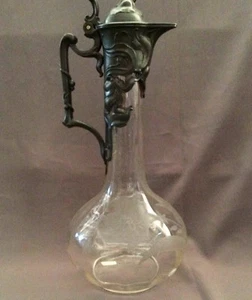 Original Jugendstil Glas_Zinnmontierung_ Karaffe WMF um 1900    - Bild 1 von 10