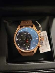 ALPINA STARTIMER PILOT QUARTZ CHRONOGRAPH BIG DATE ROSE GOLD - Picture 1 of 4