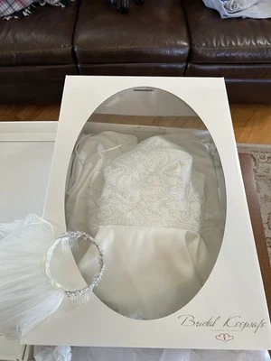 Alfred Angelo Halter Style Beaded White Satin Wedding Gown - Image 1 of 4