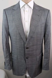 Ermenegildo Zegna Mens Gray Check Surgeon Cuff 2 Button Sport Coat Size 38R - Picture 1 of 13