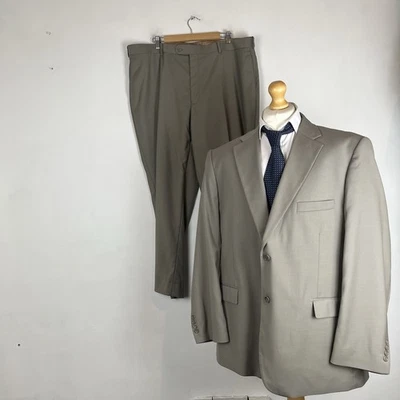 Traje Caravelli 2 Piezas Hombre Gris Tostado Claro 48R Chaqueta 43W 29L Pantalón Italiano Foto 1 de 4