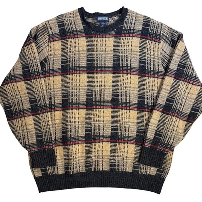 Lands’ End VTG Sweater 100% Shetland Wool Made In Scotland Plaid Check Mens’s XL - Image 1 of 4