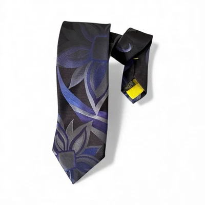 Emilio Pucci 男式领带丝绸 100% 意大利制造 Old Money Preppy 蓝色/黑色 — 第 1/4 张图片