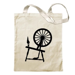 Spinnrad Siljouette Tragetasche Baumwolltasche Stoffbeutel langer Henkel - Bild 1 von 91