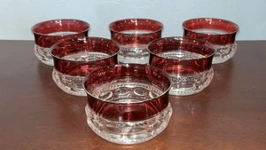 Set 6 Tiffin Indiana Glass Kings Crown Thumbprint Ruby Red Finger/Dessert Bowls - Picture 1 of 6