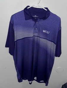 WCU-DriFit Golf Polo- Vansport-Striped/Purple-Western Carolina - Picture 1 of 3
