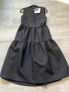 Maje Strass Midi Maxikleid Blumen gesteppt schwarz Größe 38 - Bild 1 von 4