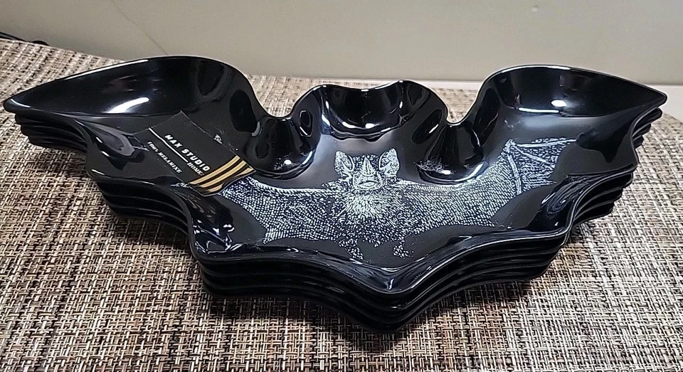 Melamine Halloween Bat Shaped Dish, Max Studio Home, Set of 4 - Brand New - Image 1 of 4