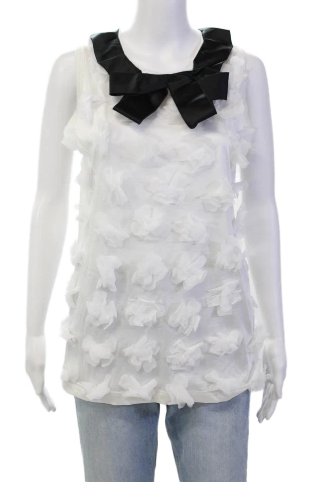 Blusa Dolce & Gabbana Mujer Motivo Floral Sin Mangas Blanca Negra Talla 42 Foto 1 de 4