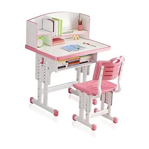 Kids' Study Desk Chair Sets, Adjustable Height, Ergonomic Design, Large Pink - Picture 1 of 7