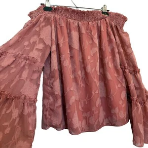 Coquette Top Schulterfrei Zierlich Gr. L Schlagärmel Boho Hippie Chic Fließend Neu mit Etikett - Bild 1 von 15