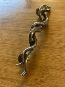 Double Snake Metal Costume Jewelry Pin Pendant Vintage 3” - Picture 1 of 2