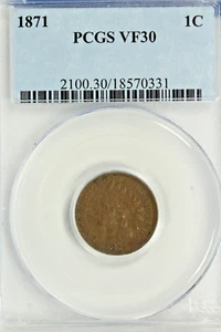 1871 Indian Cent : PCGS VF30 - Picture 1 of 2