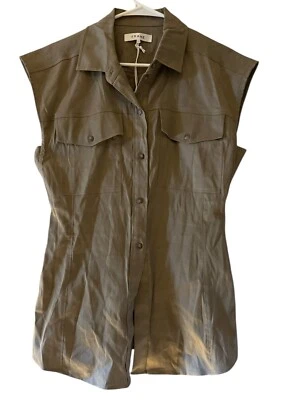 Camisa MARCO 373.00 Arie Lino Sin Mangas Botones Top Desierto M Foto 1 de 4