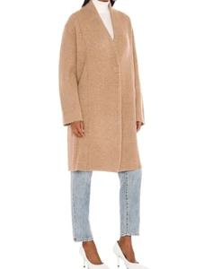 Vince Collarless Cardigan Coat Bouclé Italian Wool Alpaca Knit Camel  XL;NWT$545 - Picture 1 of 15