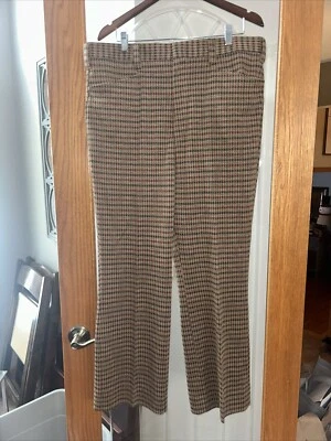 Vintage 60s LEE Polyester Houndstooth Plaid Pants See Measurements - Image 1 of 4