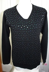 Womens Susan Graver Style Size small black pullover sweater Sequin front - Picture 1 of 4