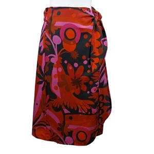 Lesley Evers Gr. XS Leinen Viskose Mischung Bunt Print Blumen Wickelrock Neu ohne Etikett - Bild 1 von 6