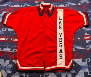 VTG 60s 70s UNLV Rebels Las Vegas Basketball Warmup Jacket Zip Jersey Shirt XL - Picture 1 of 15