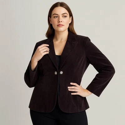 Винтажный Amanda Smith размер 16 бархат блейзер куртка черный со стразами праздник  - Изображение 1 из 4