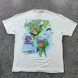 Vintage Mother Nature Shirt Mens XL White One Earth One Chance Nature Animals - Picture 1 of 5