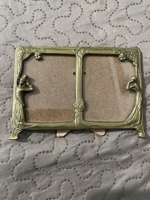 Vintage Brass Art Deco Man Woman Duo Picture Frame - Image 1 of 4