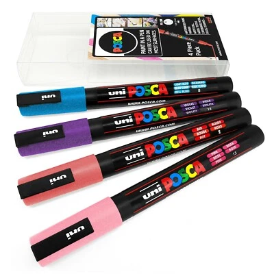 UNIBALL Uni POSCA - PC-3ML Art Paint Marker - 4er Set - Glitter Berry Tones