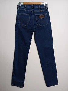 Wrangler Classics Jeans Mens W30 L32 Slim Straight Dark Blue Denim Work Pants - Picture 1 of 12