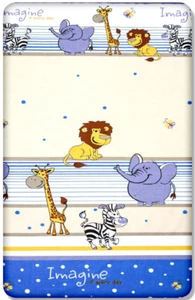 100% COTTON FITTED SHEET PRINTED DESIGN BABY CRIB 90x40cm Safari Blue - Picture 1 of 1