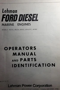 Lehman Ford Marine Diesel Engine 4D242 4D254 6D363 TC 6D380 Owner & Parts Manual - Picture 1 of 7