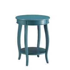 Acme Furniture End/Side Table 17'X24" Wood Storage Transitional Round Teal/Blue