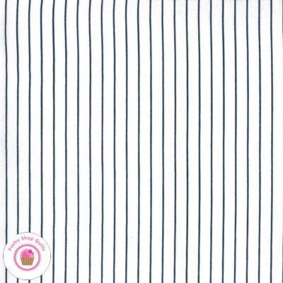 Moda SUNDAY STROLL 55228 11 Whit Navy Blue Stripe BONNIE & CAMILLE Quilt Fabric  - Image 1 of 4