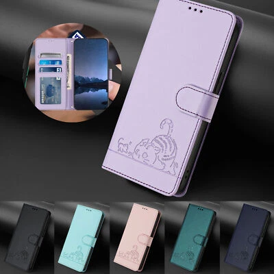 Cat Wallet Leather Phone Case For Motorola Edge 50 40 E7 S30 G Stylus G Power - Image 1 of 4