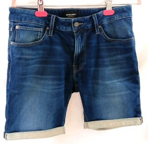 Medium JACK & JONES Mens Denim Shorts Stretch Blue Button Fly Medium Wash BD - Picture 1 of 12