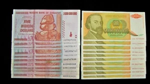 20 Banknotes-10 x Yugoslavia/Zimbabwe 5 Billion Dollars - Picture 1 of 1