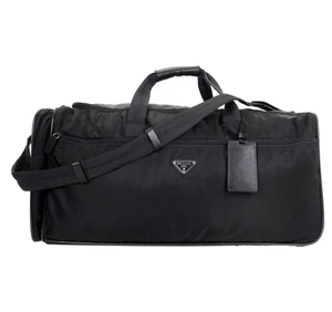 Vintage PRADA Black Duffle Weekender Travel Rolling Suitcase Bag Italy - Bild 1 von 11
