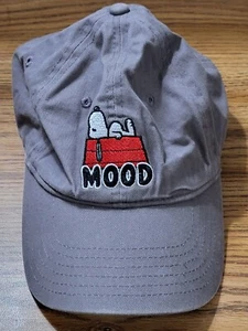 Peanuts Snoopy Cartoon Funny Mood Baseball Cap Hat Gray Adjustable Embroidered - Picture 1 of 8