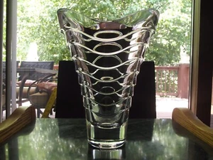 10-3/4" Flower Vase Lead Crystal glass Mikasa "Trio" xy795 Very rare wave wavy - Picture 1 of 12