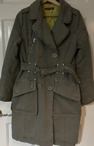 Militär Trench Army grün 10 Fuß Mantel Goth Rock Punk Biker gefüttert Gürteltaschen - Bild 1 von 9