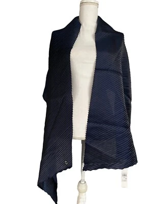 NWT Calvin Klein Navy Blue  Accordian Pleat Wedding Wrap Shawl Scarf $48 #MQ12 - Image 1 of 4
