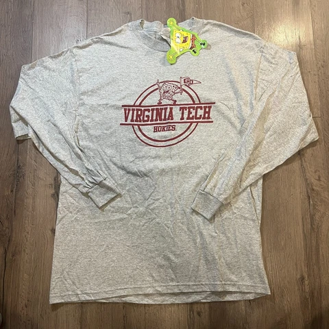 Vintage Virginia Tech Hokies Shirt Mens Large Gray Long Sleeve Spongebob College Cover