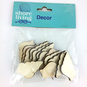 Shore Living Wood Shells Coastal Icons 14 pieces Craft Decor Laser Cut DIY Craft
