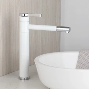 Bañador de un solo orificio/manija lavabo batidora de grifo blanco cubierta grifo montado - Imagen 1 de 12